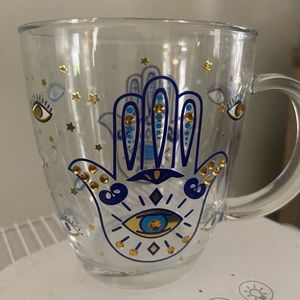 Hamsa or Hand of Fatima Bejeweled Glass Mug